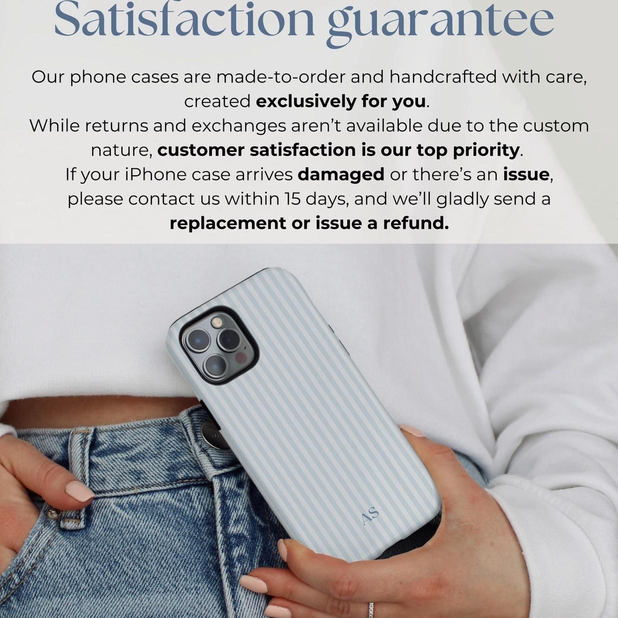 Personalized Blue Phone Case Custom Monogram Phone Case Aesthetic Striped Phone Case Summer Coastal Phone Case Preppy Phonecase Blue Beachy