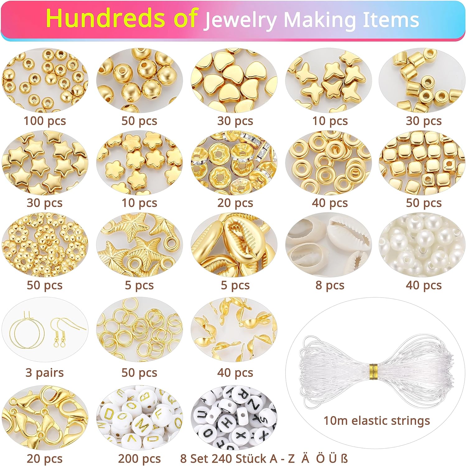 FUNTOPIA 5800+ Counts clay bead set for charm bracelets earring,DIY Friendship bracelet  6 mm polymer clay beads, 2 boxes with 440 Counts  letter beads A - Z , 19 different bead charms kit for jewelry making yourself gift