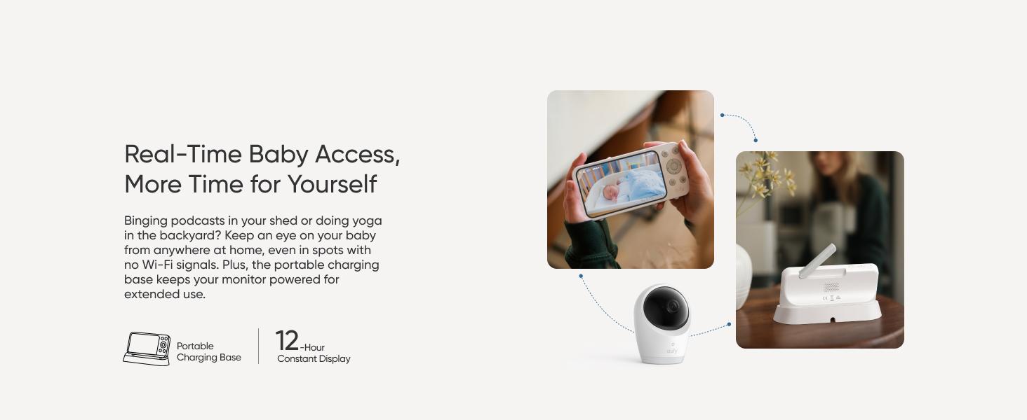 eufy E21 Baby Monitor, with 4K Camera, Hybrid Wi-Fi and No Wi-Fi Connection, App and Monitor Control, Ultra-Clear Night View, Pan-Tilt, 8× Zoom, Portable Camera with Built-In Battery, ANR, Smart Alerts|Spingtok eufy E21 Baby Monitor, with 4K Camera, Hybrid Wi-Fi and No Wi-Fi Connection, App and Monitor Control, Ultra-Clear Night View, Pan-Tilt, 8× Zoom, Portable Camera with Built-In Battery, ANR, Smart Alerts|Spingtok