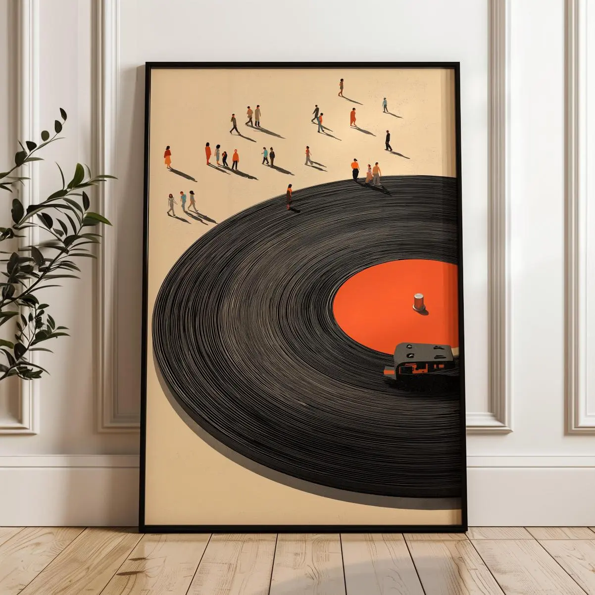 Vinyl Record Wall Art, Retro Minimalist People Poster, Modern Music Illustration Print, Trendy Looks, Stay Ahead of the Curve