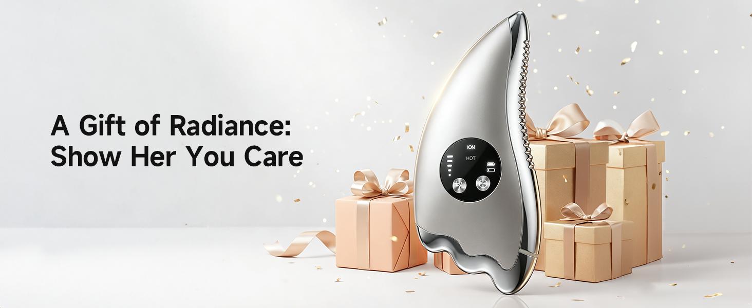 Sunluxy Electric Gua Sha with Microcurrent & Heated, 2-in-1 Dual-Sided face sculpting tool for Chin,Arms, Legs,No-Noise Gua sha Tool for Firming, Sculpting & Skincare