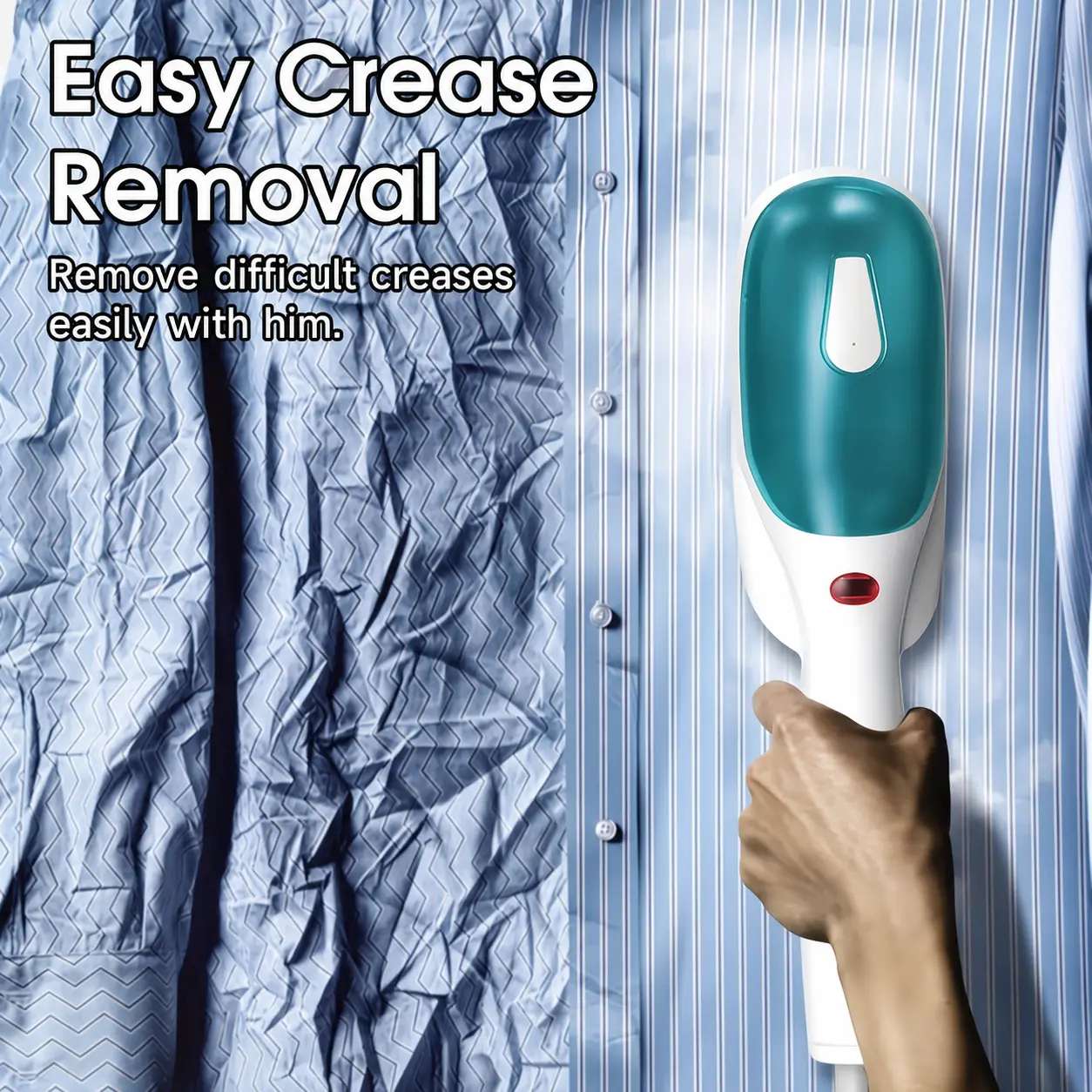 Compact Handheld Steamer for Clothes - Ultra-Slim Mini Travel Steam Presses with Hanging Ring, ABS Construction, Rapid Heat-Up Plug-In, Easy to Use for Deep Steam Crease Removal (Home-Office Travel Use)
