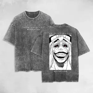 Statue Of God Solo Leveling Anime Double Printed  Washed T-Shirt Unisex Mineral Anime Manga Washed Heavy Cotton T-shirt, Gift For Anime Fan, Anime Lover