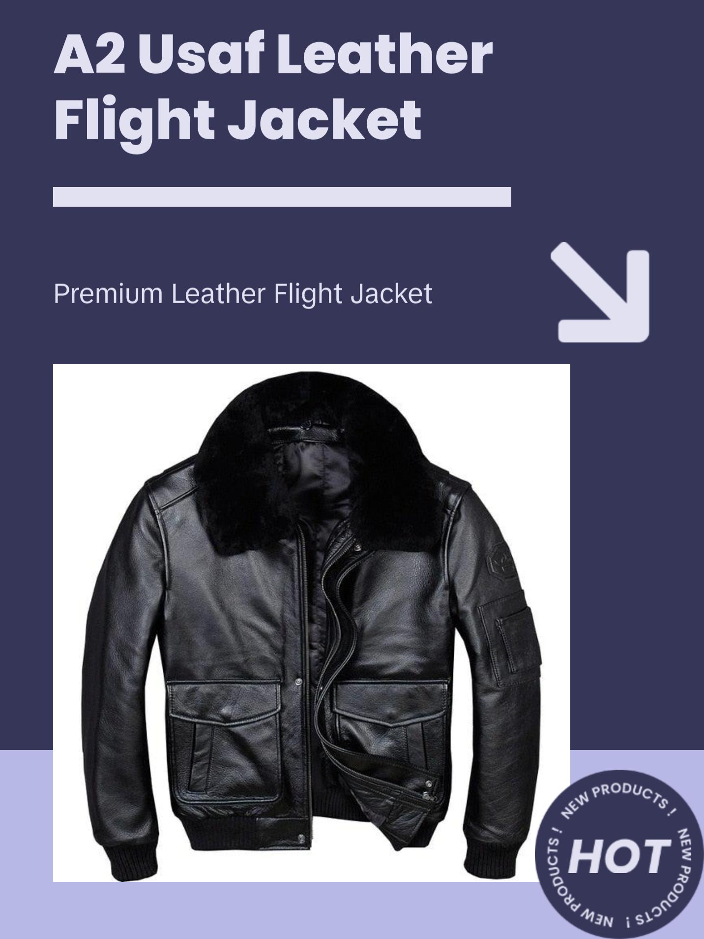 A2 USAF Pilot Leather Flight Jacket with Faux Fur Collar