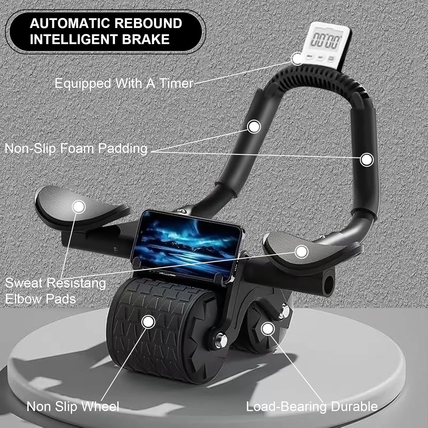 Upgraded Ab Roller Wheel with Timer & Knee Mat,Automatic Rebound Abdominal Wheel with Elbow Support Ab Workout Equipment for Strengthening Core Muscles Abs Exercise Roller for Women Men Upgraded Ab Roller Wheel with Timer & Knee Mat,Automatic Rebound Abdominal Wheel with Elbow Support Ab Workout Equipment for Strengthening Core Muscles Abs Exercise Roller for Women Men