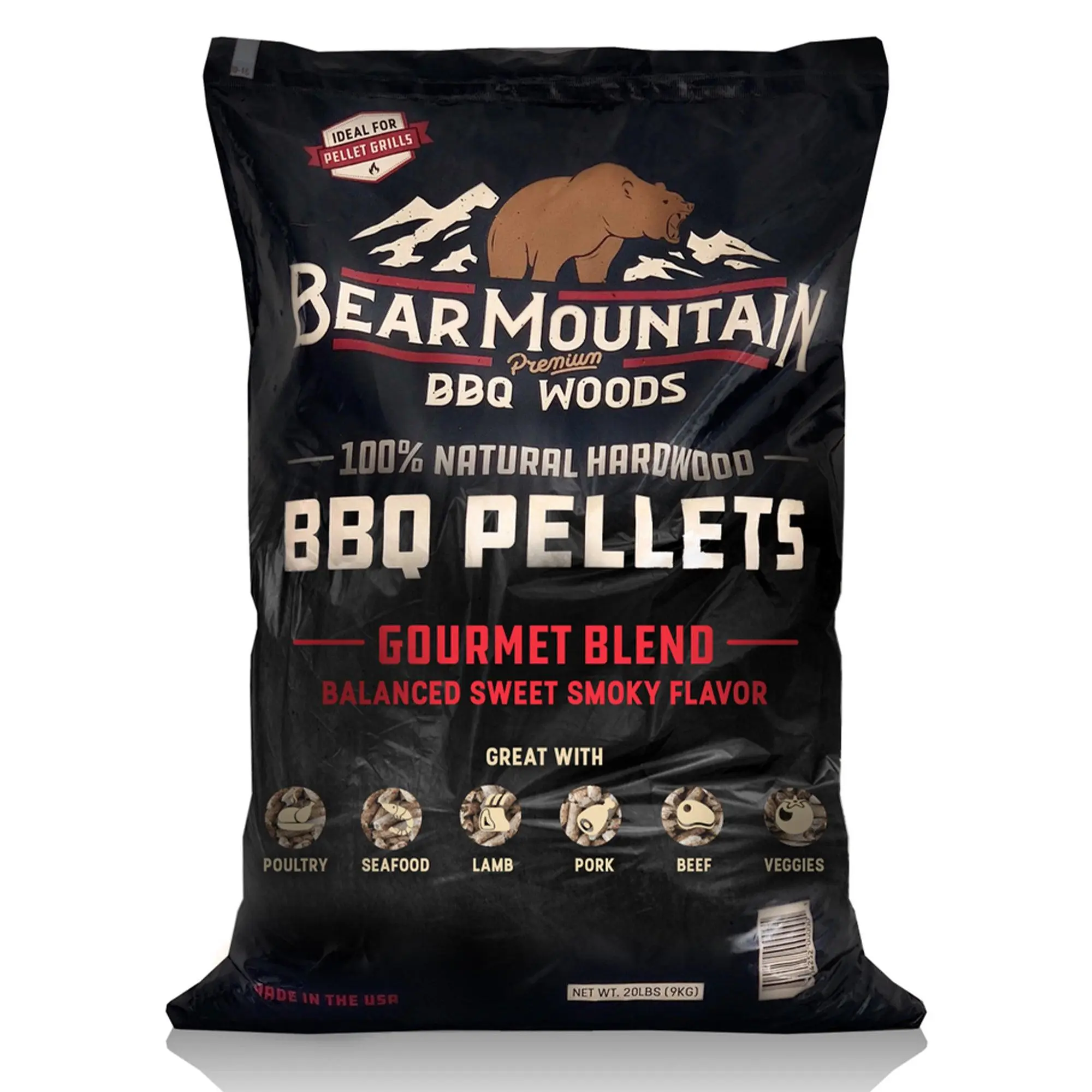 Bear Mountain BBQ All-Natural Hardwood Gourmet Blend Smoker Pellets, 20 Pounds Bear Mountain BBQ All-Natural Hardwood Gourmet Blend Smoker Pellets, 20 Pounds