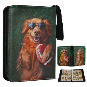 Bocenaia Football Card Binder 9 Pockets 990 Cards, Golden Retriever Trading Card Binder for Sports Cards Collection, Sports Card Binder with 55 Pages & Wristband, for New Kits 2026, Football Trading Cards, NFL Cards, Trading Card Gift, for Kids, Grandkids