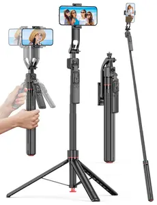 360° Rotatable Auto Face Tracking Selfie Stick Tripod, One-Click Pop-Up, Gesture Control, Handheld Stabilizer, Detachable Phone Holder, Multifunctional Remote, 68.9in, Camera Accessory for iPhone & Smartphones