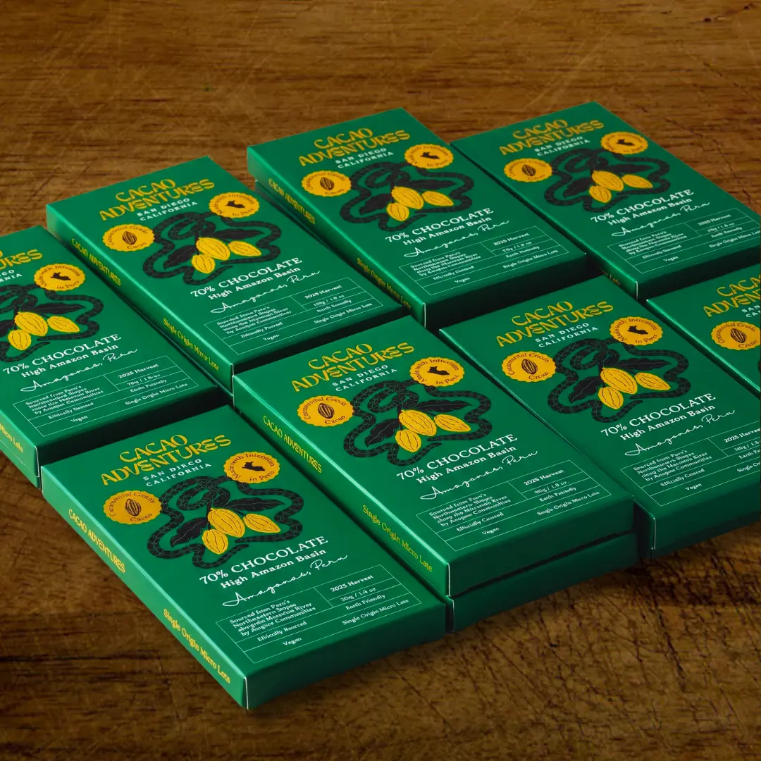 10 Pack - 70% Ceremonial Grade Cacao Bars - High-Amazon Basin