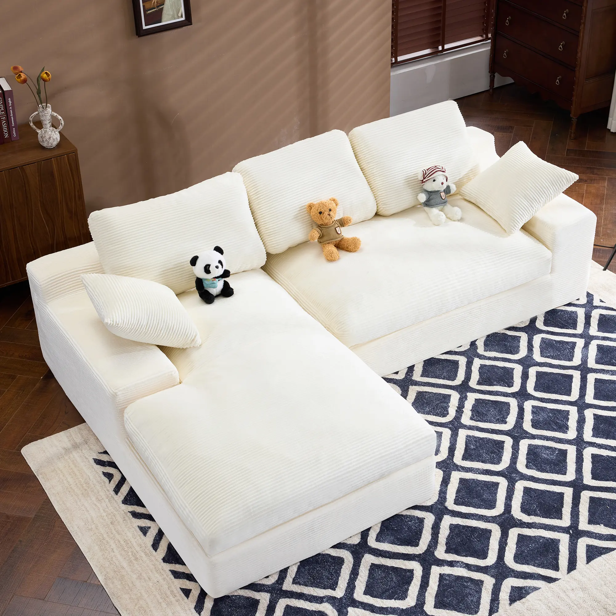 【2026 New Year Sales】 Niccae 98" Cloud Couch with Chaise, Modular Sectional Sofa with Pillows, L Shaped Couches for Living Room Bedroom, Compressed, Deep Seat, No Assembly, Chenille