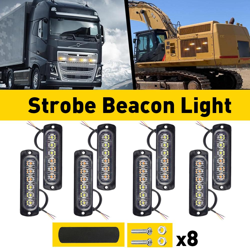 8-Pack 6 LED Amber/White Strobe Lights Vehicles Trucks Emergency Strobe Lights Kit 12V -24V Warning Hazard Flash Strobe Lights Bar Grill Grille Surface Mount Super Bright Waterproof, Amber/White 8-Pack 6 LED Amber/White Strobe Lights Vehicles Trucks Emergency Strobe Lights Kit 12V -24V Warning Hazard Flash Strobe Lights Bar Grill Grille Surface Mount Super Bright Waterproof, Amber/White