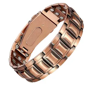 Men's Magnetic Copper Bracelet | 3500 Gauss Therapy Magnets for Arthritis, Joint Pain & Better Circulation, Adjustable Link with Free Tool, Durable Fold-Over Clasp, Perfect Wellness Jewelry Gift for Dad, Husband or Boyfriend