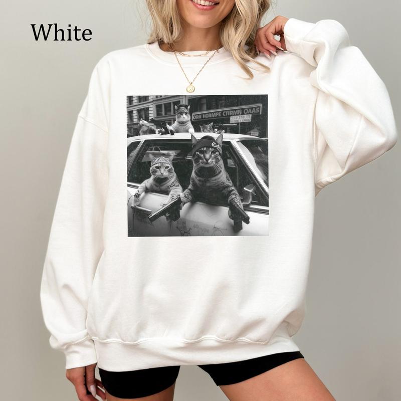 Funny Cat Gang Vinage Cat Unisex Graphic Sweatshirt – Casual Streetwear For Everyday Wear