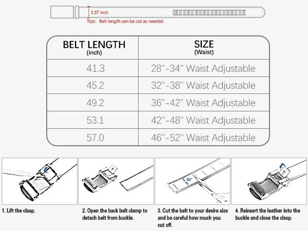 BOSTANTEN | Mens Belt Leather Ratchet Easy Release Belt For Men Dress and Casual with Adjustable Buckle Textured [Fathers Gift]