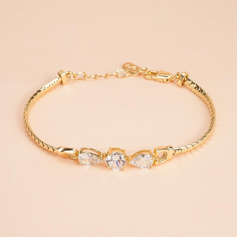 MEIITRUE 14K Gold Plated Snake Chain Bracelet for Women,  Dainty Heart Zirconia Bracelet, Fashion Jewelry for Everyday Wear