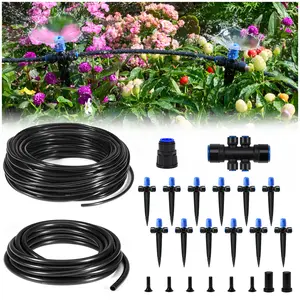 HIRALIY Quick Connect Garden Watering System with Adjustable Vortex Drippers, Saving Water Automatic Drip Irrigation Kit for Raised Bed and Plants Vegetable Garden