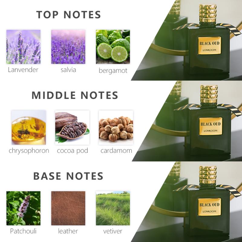 Long Lasting Perfume 100ml Woody Aromatic Fragrance FOR MAN Halloween  Gifted package Lonkoom 100ml Perfume OUD BLACK EDT