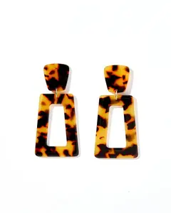 Kennedy Brown Tortoise Geometric Statement Earrings