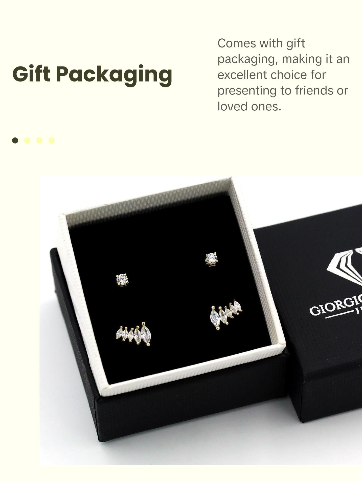 925 Sterling Silver CZ Ear Crawler & Solitaire Stud Earring Set