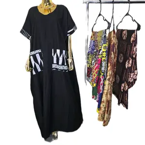 Black crepe material with ankara pockets