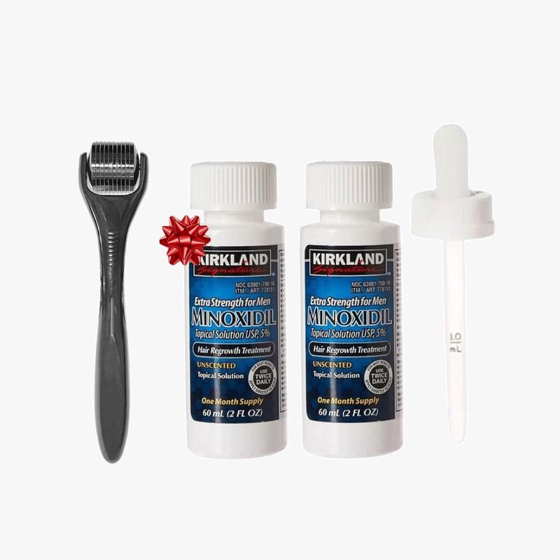 Kirkland Minoxidil 5% Extra Strength 1, 6, 12 Month Supply Men's Hair Regrowth Solution with derma roller Hair Care Comfort