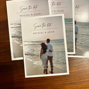 Custom Photo Save The Date Magnet, Modern Minimalist Wedding Announcement 3.5”x5”