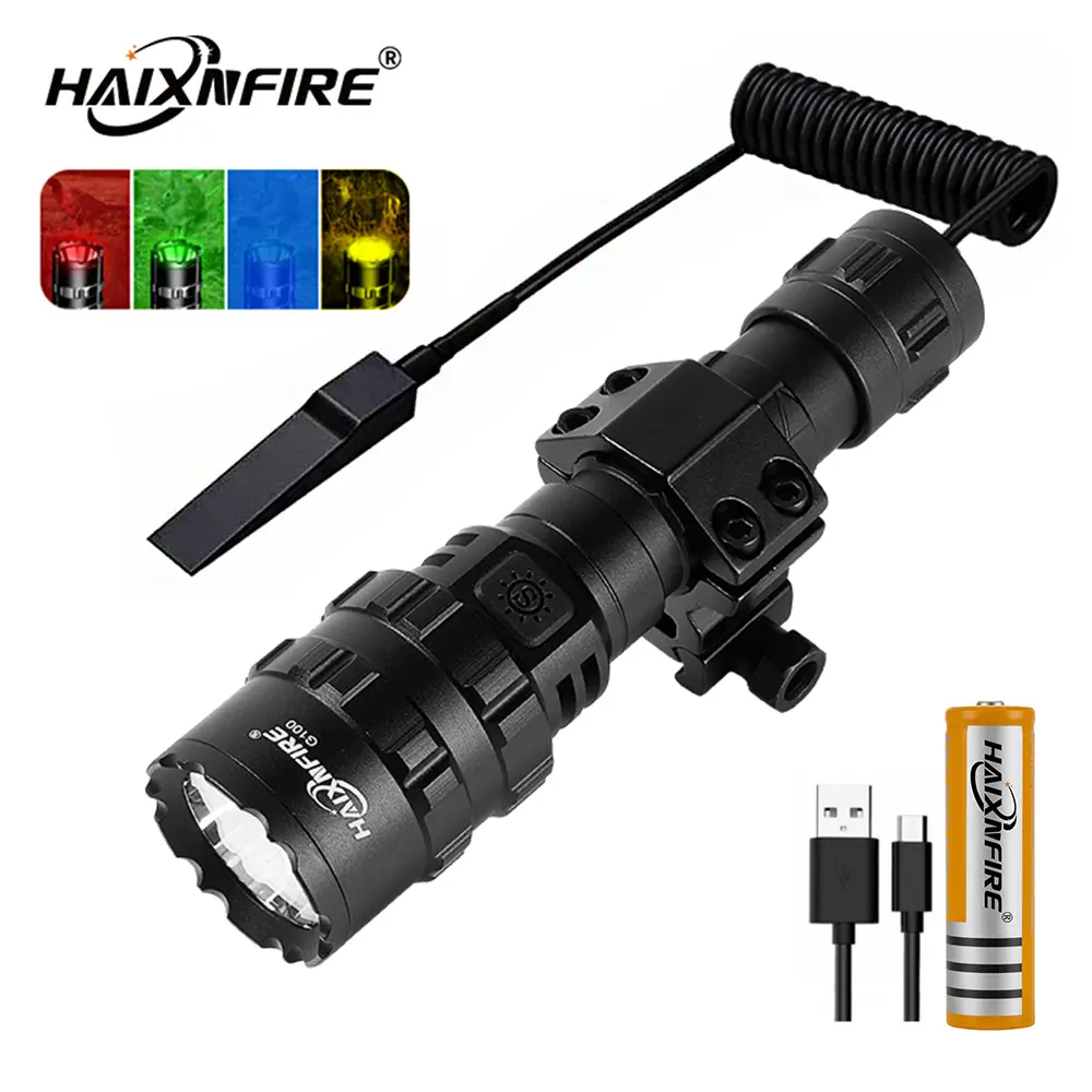 haixnfire G100 Super Bright LED Flashlight, 4500 Lumens Handheld EDC Floodlight, USB-C Rechargeable with 5 Modes & 5-Color Lenses, Outdoor Camping Accessory, Super Bright Flashlight, High Lumens Flashlight