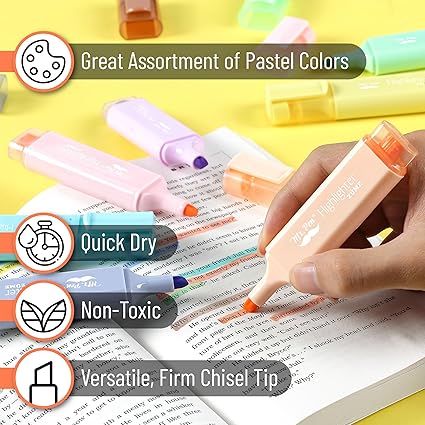 Pastel Highlighter, 8 pcs, Tank Style, Chisel Tip, Cute No Bleed Bible Highlighter, School Supplies Pastel Highlighter, 8 pcs, Tank Style, Chisel Tip, Cute No Bleed Bible Highlighter, School Supplies