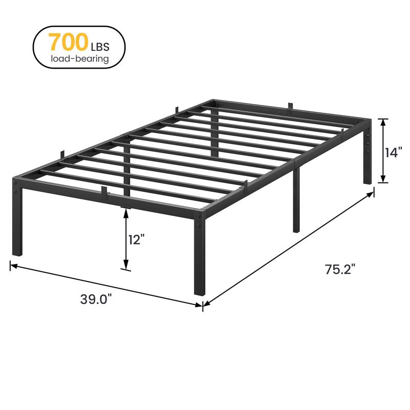 GARVEE 14 Inch Queen Bed Frame with Storage,Metal Platform Queen Bed Frame No Box Spring Needed Steel Slat Support Easy Assembly
