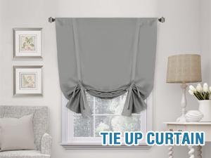 H.VERSAILTEX 100% Blackout Tie Up Curtains for Bedroom Thermal Insulated Kitchen Curtains Rod Pocket Blackout Curtains for Small Window / Bathroom with Black Liner