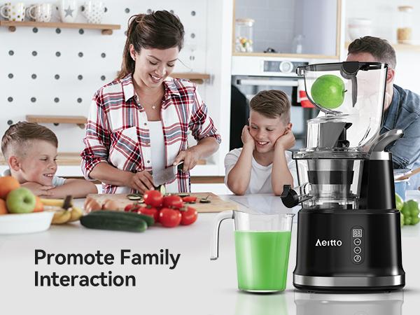 Aeitto Cold Press Juicer, Whole Vertical Juicer, Slow Masticating Juicer Machines, with Big Wide 83mm Chute, Cold Press Juicer for Whole Fruits and Vegetables, Juicer Machine BPA-Free, Ice Fruit, Smart recipes App