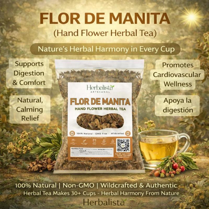 Flor de Manita Herbal Tea (Hand Flower) – Premium Loose Leaf Botanical Infusion – 4 oz (113 g) Traditional Mexican Herb – 100% Natural, Vegan, Non-GMO, Caffeine-Free