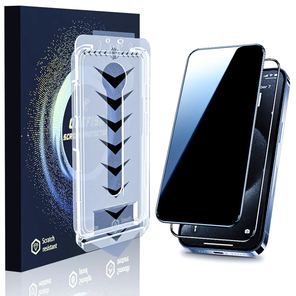 One Fish Privacy Screen Protector Tempered Glass Shockproof Phone Protective Film For Samsung, iPhone,Crystal Clear,  Proof Phone Screen Protector Privacy Screen Protector Protective Phone Accessori.
