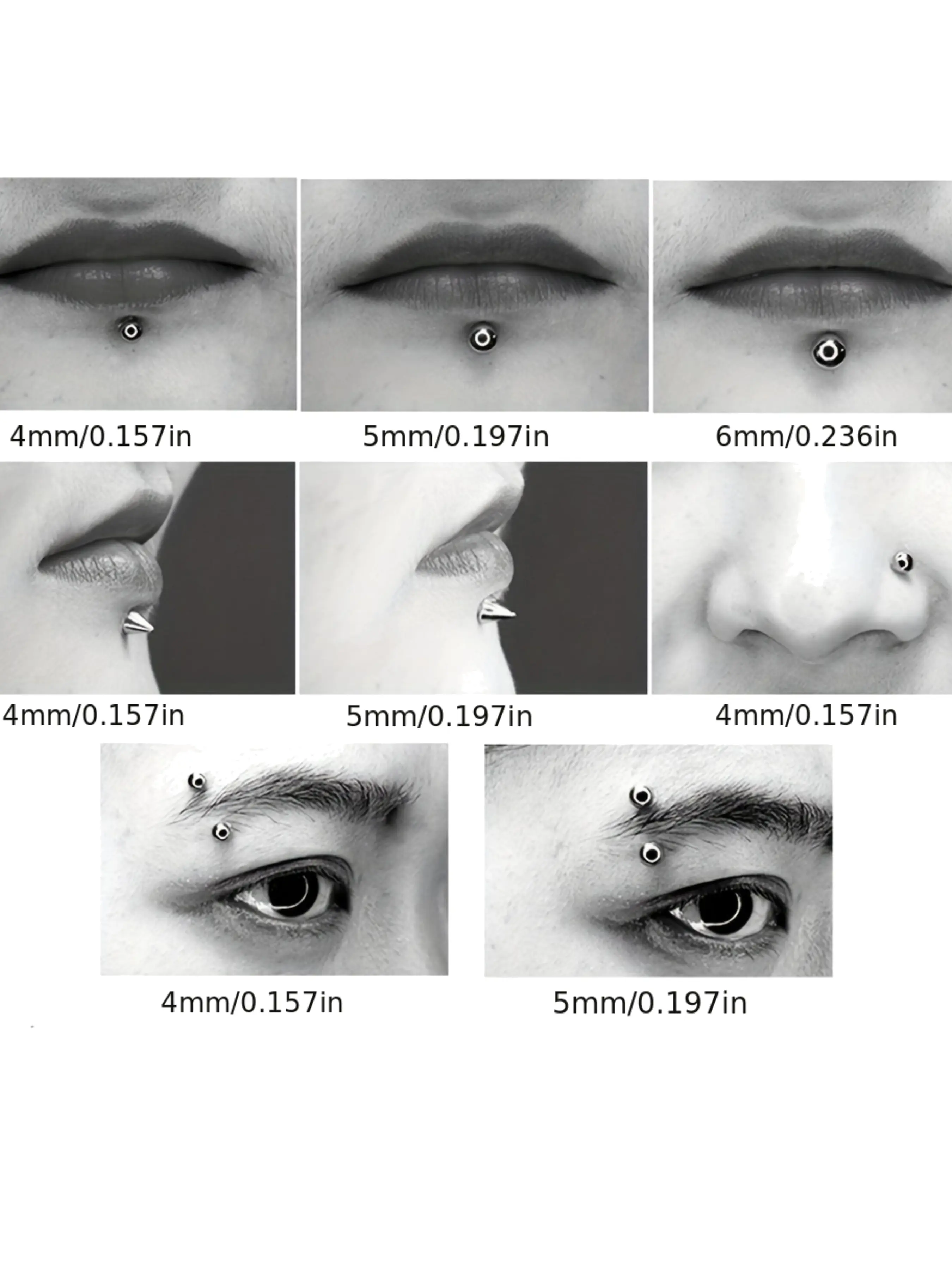 58 Pcs Fake Piercing Stickers Set, Non‑Pierced Body Jewelry for Eyebrow, Nose, Lips & Ear, Party Accessories, Fashionable