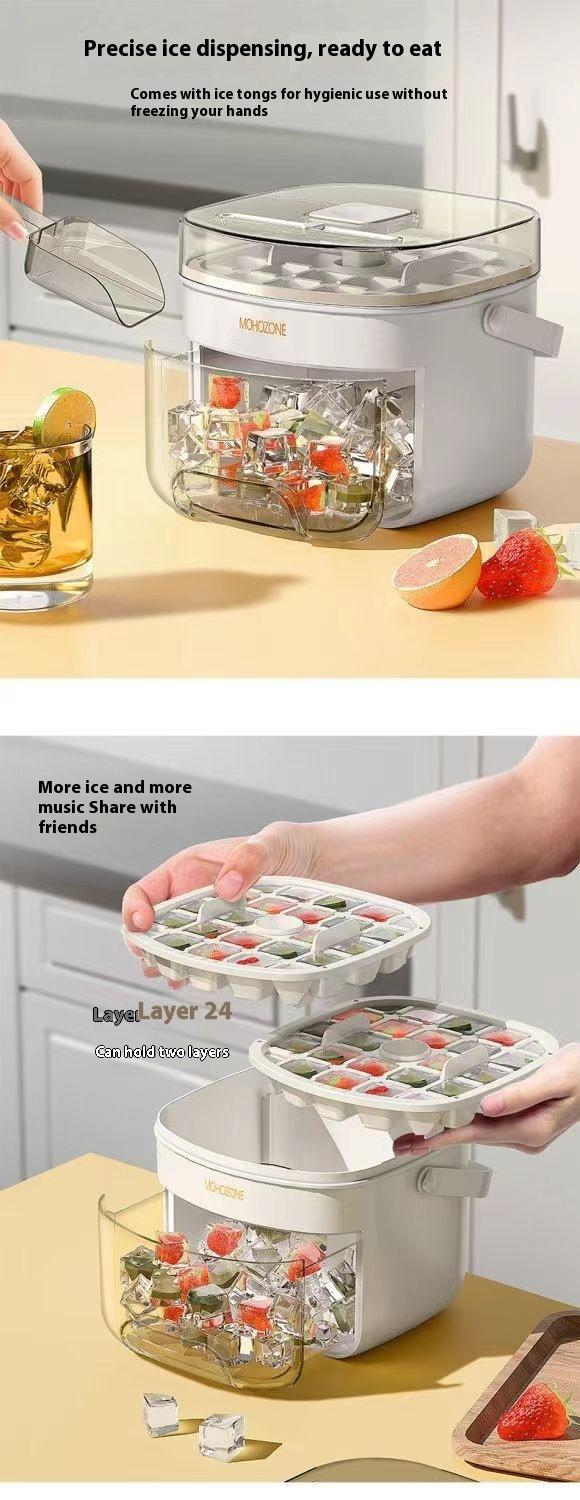 Press-type Convenient Outdoor Portable Ice Tray Large Capacity Ice Bucket 48 Extra-Large Ice Maker Food Grade Plastic Storage Tray Essential Kitchen Gadget