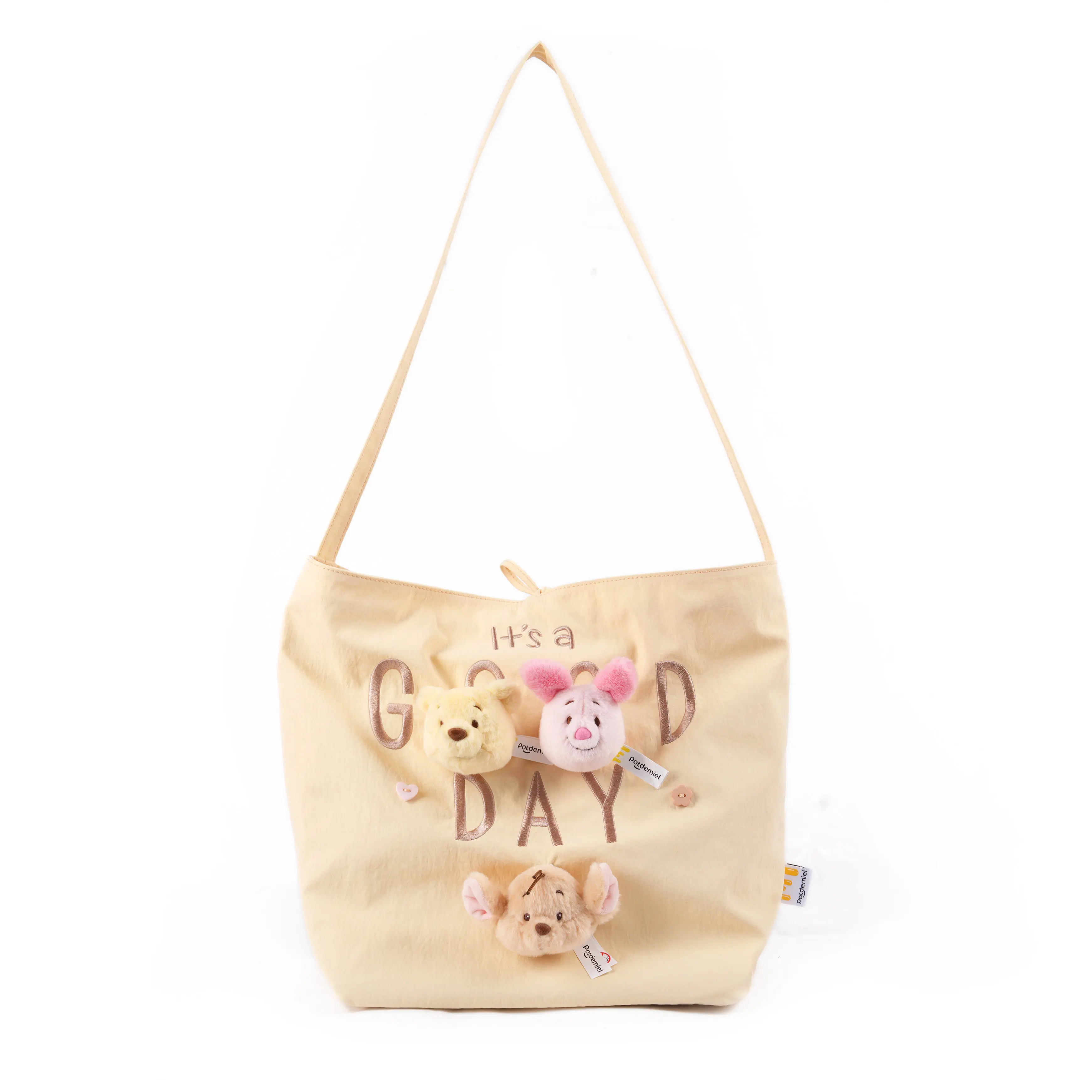 MINISO x Disney Winnie the Pooh & Mickey Button Carnival Shoulder Bag | Cute Lightweight Crossbody Purse for School, Travel & Everyday Use, Back To School