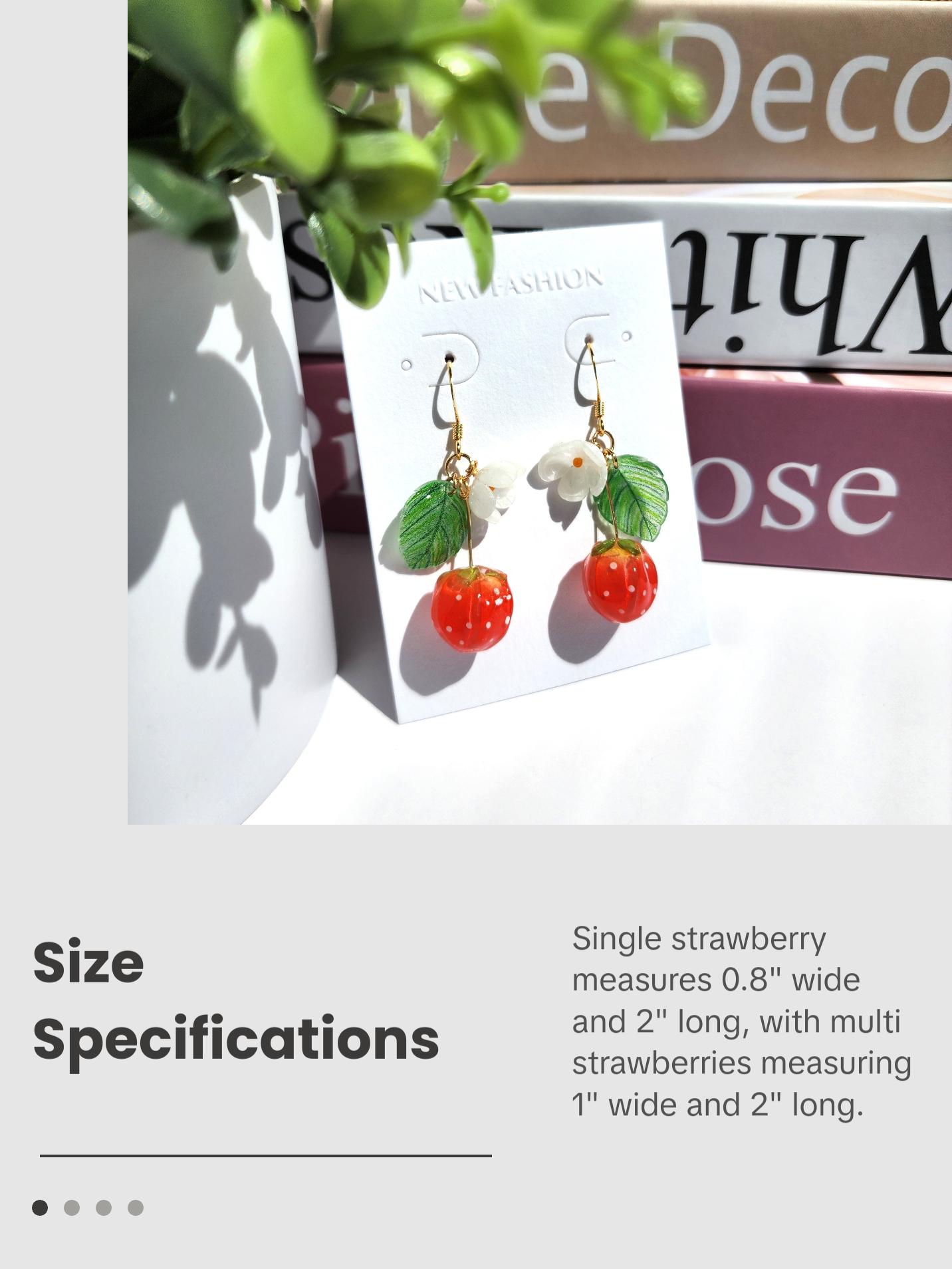 Strawberry Flower Resin Fruit Earrings
