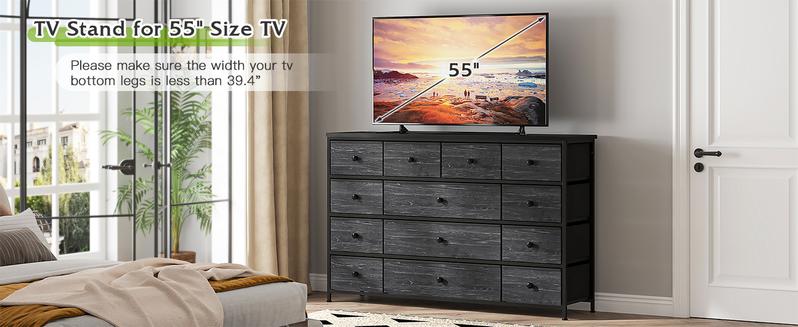 Raybee Furniture Cute Dresser, with 13 Storage Drawer, metal wood frame, Dressers & Chests of Drawers for TV, High space utilization,for Bedroom, Closet, Entryway