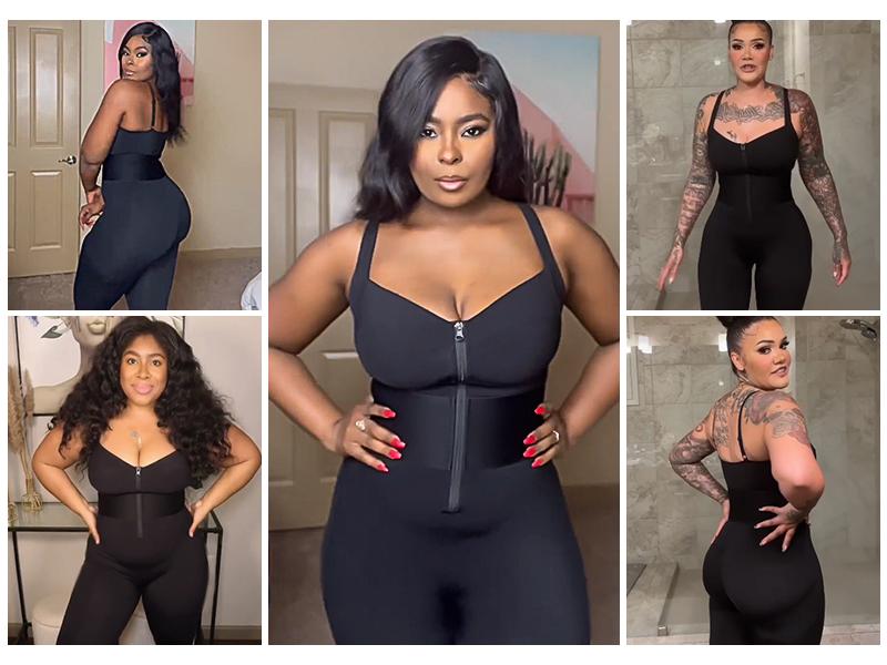 Shapellx AirSlim ElasticFuse Zipper Shaping Jumpsuit Waist band Tummy bridle Workout Outfit Womenswear Shapewear Bodysuit One-piece Yoga Suit Stylish Activewear Creator