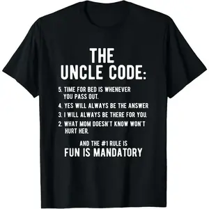 100% Cotton Funny Uncle Gifts From Niece Nephew The Uncle Code Cool T-Shirt