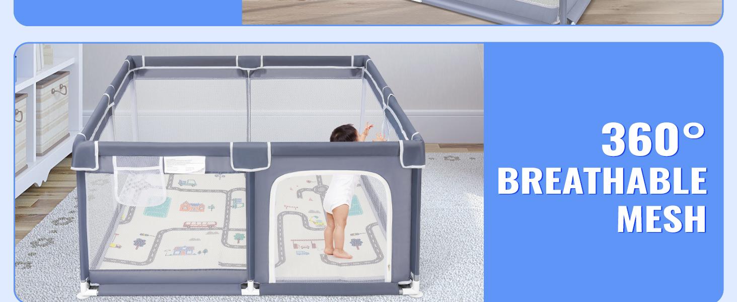 【New Year gift】Baby Playpen, Indoor and Outdoor Playard, Play Pens for Kid Activity Center, Sturdy Safety Baby Fence with Breathable Mesh for Toddler playpen