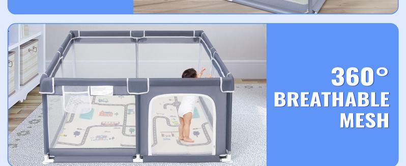 Suposeu Baby Playpen with Mat,Portable Baby Play Yard for Toddler,Safety with Soft Breathable Mesh,Indoor and Outdoor,Large Kids Activity Centery Suposeu Baby Playpen with Mat,Portable Baby Play Yard for Toddler,Safety with Soft Breathable Mesh,Indoor and Outdoor,Large Kids Activity Centery
