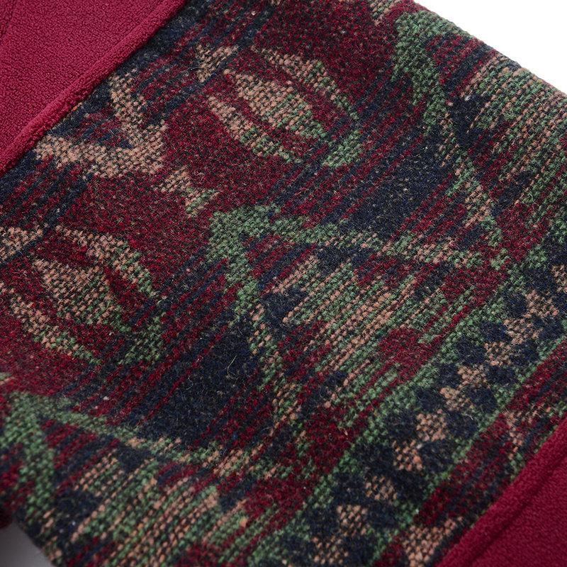 Men's Ethnic Pattern Full Zip Cardigan Sweatshirt, Stand Collar Casual Jacket, Fleece Lined Warm Loose Baseball Jersey, Men's Top for Autumn and Winter, Everyday Wear Sizes S-4XL