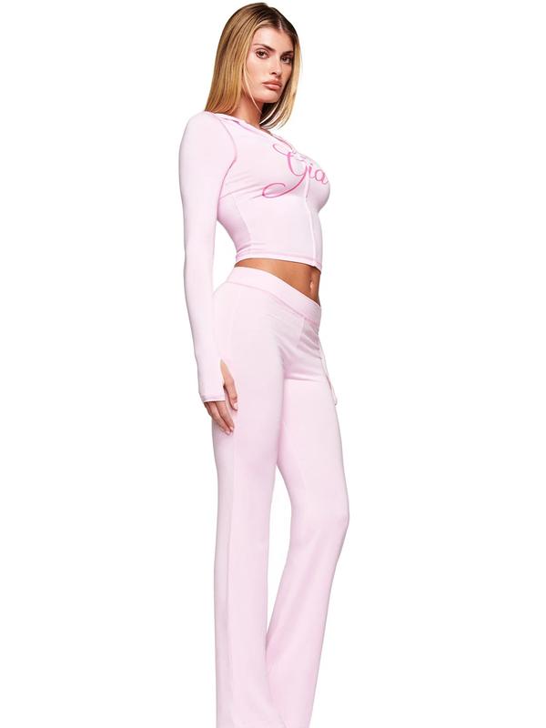 I.AM.GIA Blare Tracksuit Set - Soft Fabric, Wide Elastic Waistband, Water-Based Logo, Pink Stitching, Pull-On Construction