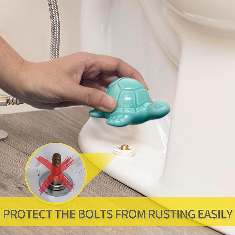 Cute Turtle Toilet Bolt Caps Ceramic Sea TurtleToilet Bolt Covers Decorative, Set of 2 Toilet ScrewCover Caps, Toilet Caps for Bottom of Toilet, ToiletBowl Caps for Bolts Bathroom Decor