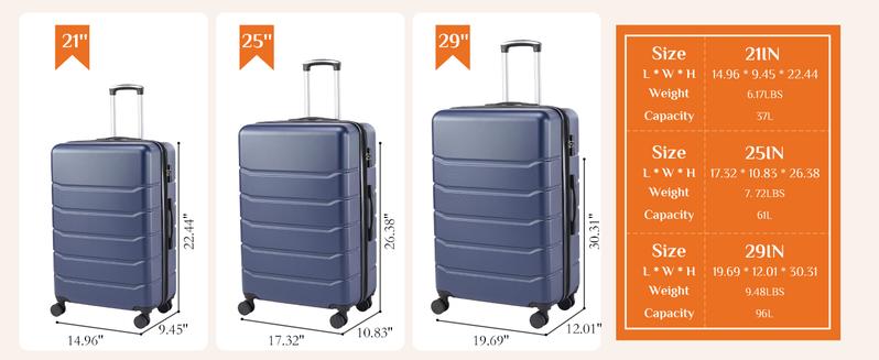 Luggage Spinner Wheels Lightweight Expandable Travel Hard Shell Suitcases with TSA Lock, Bronze Black, 3-PCS Set (20/24/28 inch)