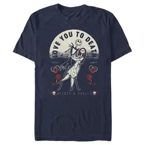 Men's The Nightmare Before Christmas Valentine's Day Jack and Sally Love You to Death T-Shirt