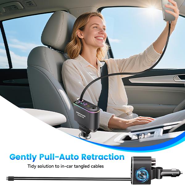 2025 5-in-1 Smart Car  & Aroma Diffuser – Starry Sky Mood Light, Auto-Sensing Fast Charging, Retractable Cable, 3 Signature Scents – The Ultimate Car Upgrade & Gift for Men Starlight USB Charger