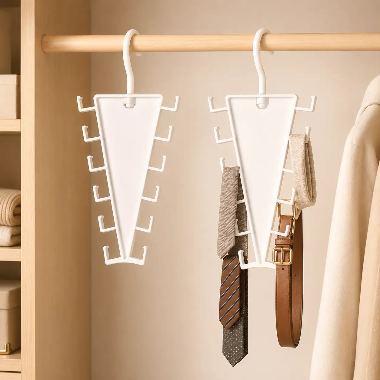 2 Pack 360° Rotating Closet Organizer, 12-Hook Double-Sided Hat and Purse Hanger for Bags, Scarves, Belts, Accessories and Space Saving Closet Storage