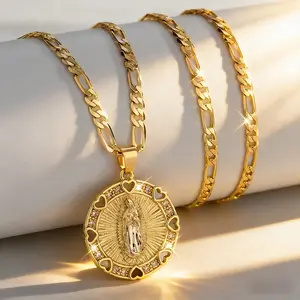 A Stylish Women'S Round Charm Pendant Necklace Featuring The, Exquisitely Gold-Plated And Luxurious, Perfect for Everyday Wear And As a Holiday Gift